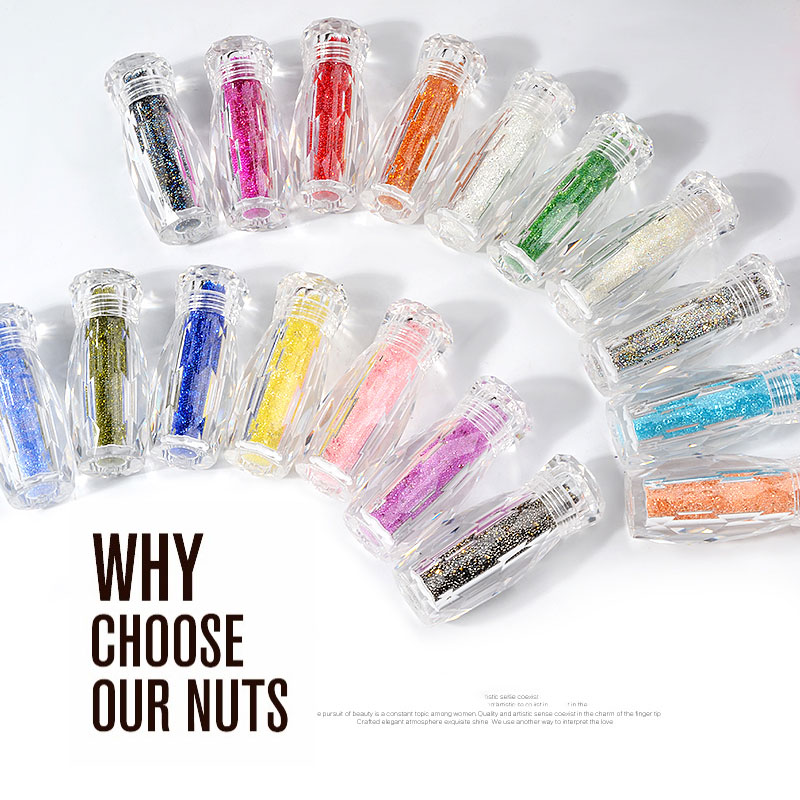 [Hàng mới về] Chai phụ kiện hạt đá pha lê mini AB 3D lấp lánh hỗn hợp trang trí móng tay