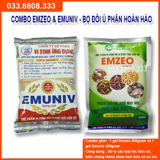 Mua  Chính hãng BỘ ĐÔI EMZEO & EMUNIV DÙNG Ủ RÁC THẢI HỮU CƠ VÀ KHỬ MÙI HÔI ( MỖI GÓI 200G)