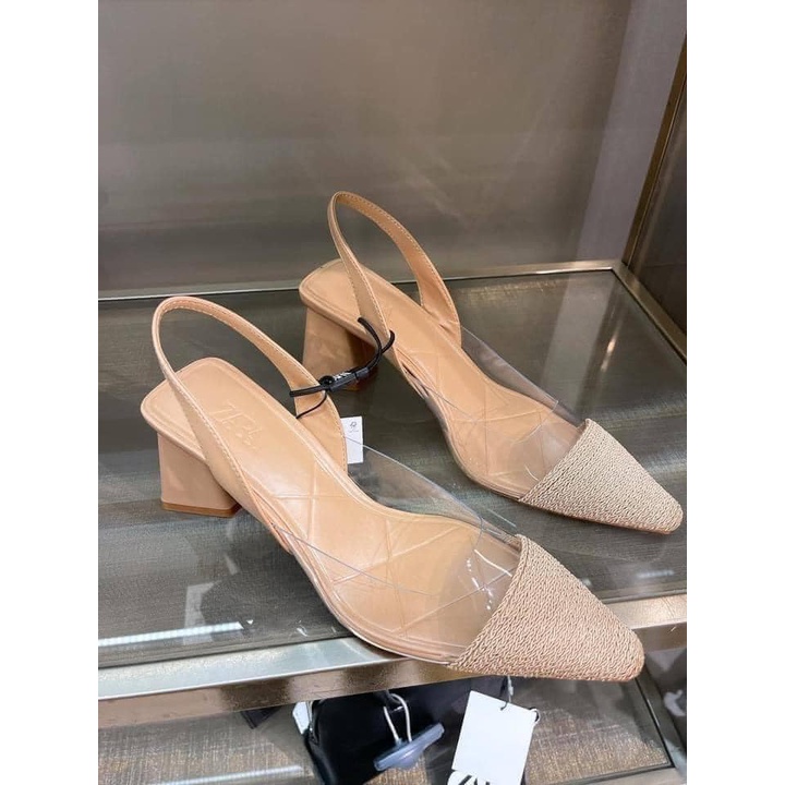 Sandals slingback mix cói ZARA authentic size 36 form nhỏ