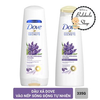 Dầu gội/ Kem xả Dove vào nếp sống động tự nhiên LAVENDER 340g