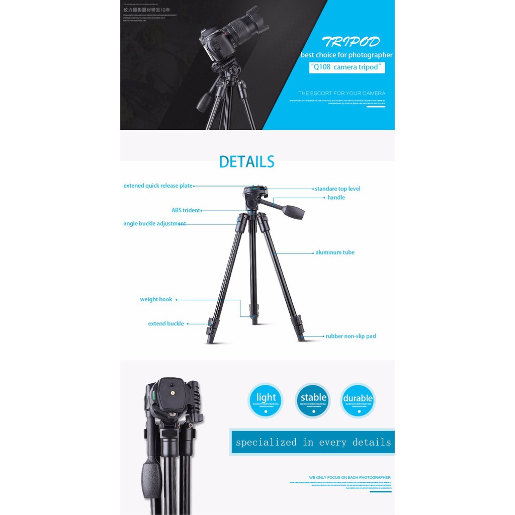 [Mã 159ELSALE hoàn 7% đơn 300K] CHÂN MÁY ẢNH TRIPOD/ MONOPOD BEIKE Q-570