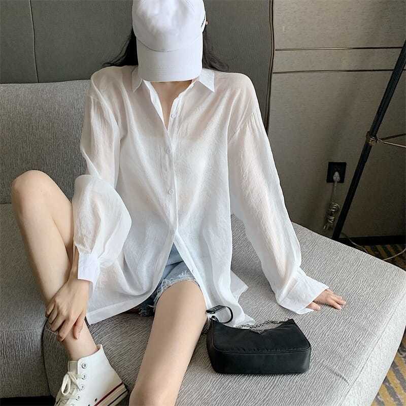 Áo Khoác Cardigan Chiffon Mỏng Tay Dài Hở Lưng Chống Nắng Phong Cách Hong Kong Quyến Rũ Cho Nữ