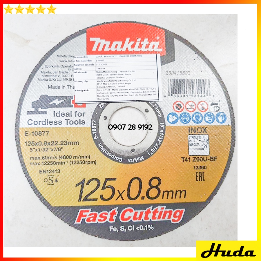 Đá cắt mỏng 100-125mm x 0.8mm Fast Cutting Makita
