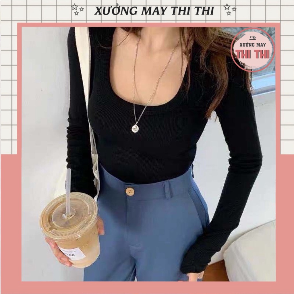 Áo Len Thun Nữ Hàn Quốc dài tay cổ tròn chất liệu mềm mỏng nhẹ
