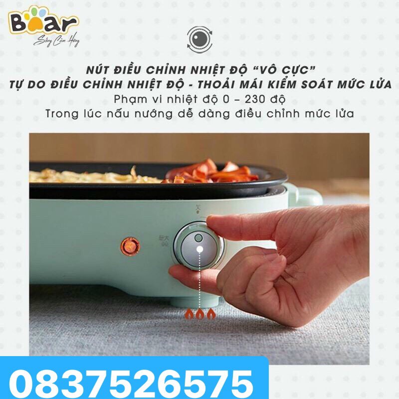 Nồi lẩu nướng Bear 3 in 1 đa năng tiện lợi, thích hợp dùng trong các bữa tiệc tại gia dinh