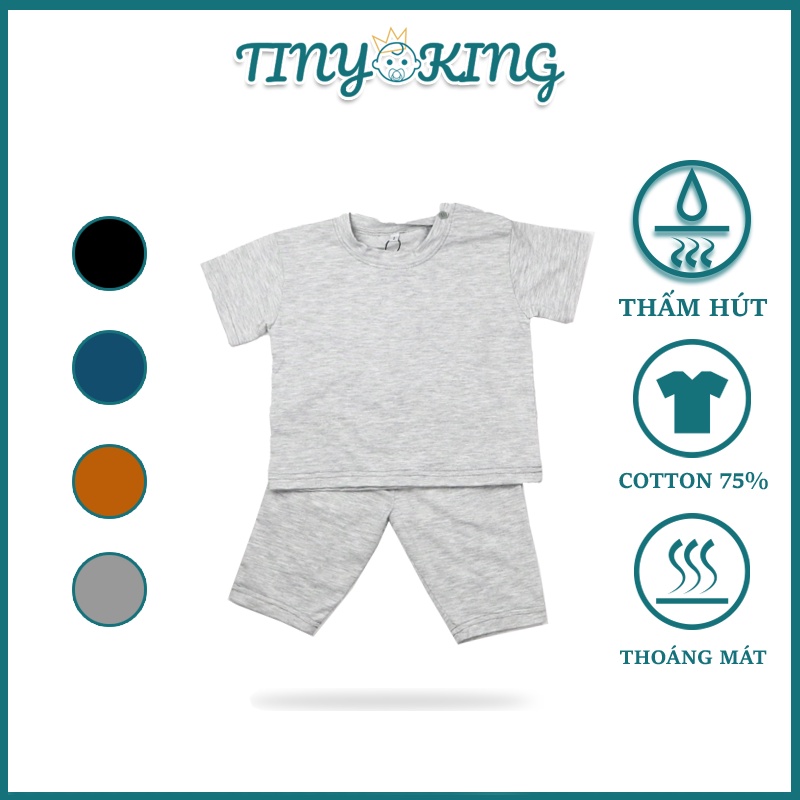 Bộ quần áo cộc tay cho bé TINY KING -  áo ngắn, quần dài độ co giãn không gây khó chịu (U002 QD02)