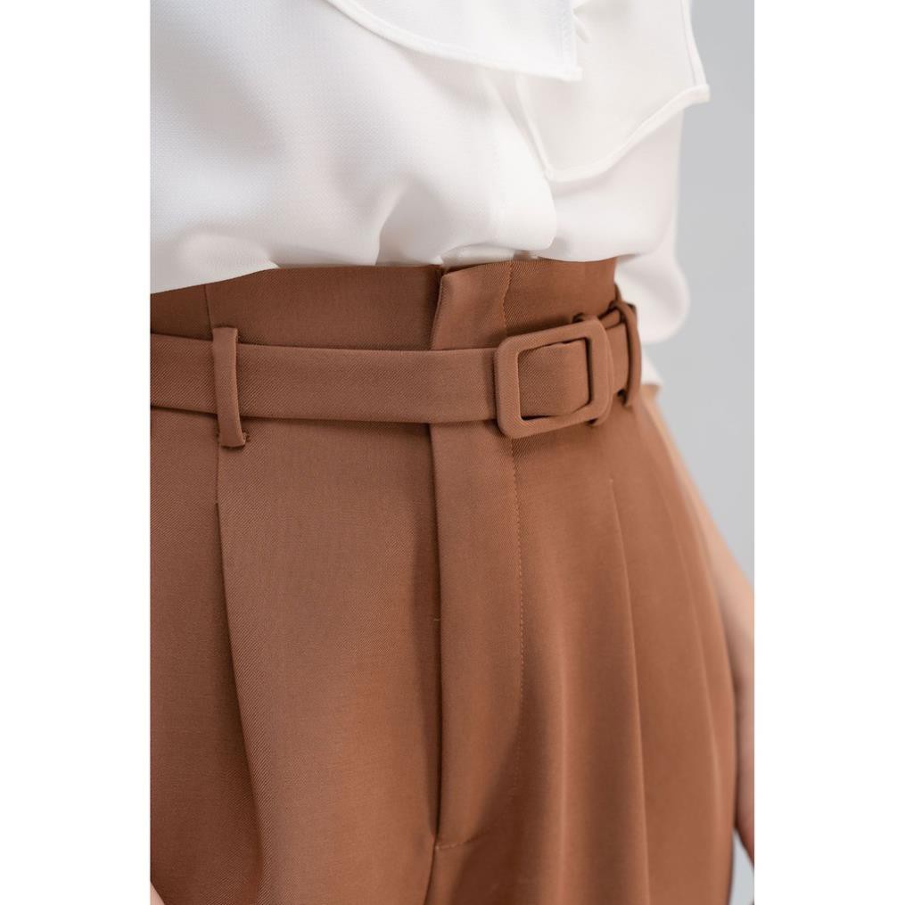 Quần baggy nữ YODY chính hãng phối đai vải trơn, Quần công sở nữ - QAN3206