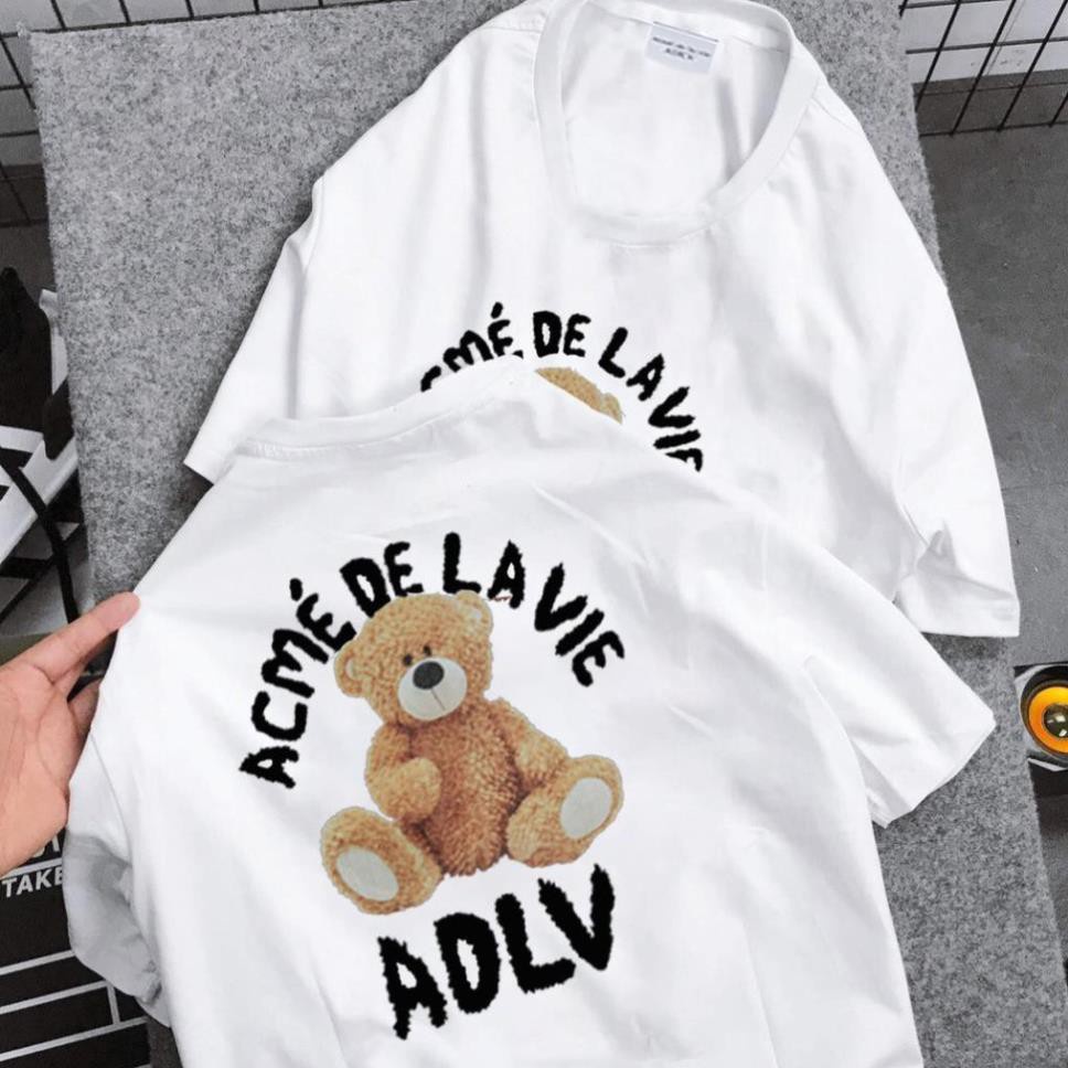 Áo Thun Unisex tay rộng form lỡ in nổi ADLV, Áo phông nam nữ hình gấu chất liệu cotton co dãn JASHOP