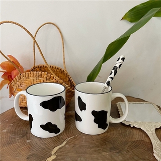 Cốc Sứ Uống Nước Có Tay Cầm In Hình Bò Sữa Đáng Yêu