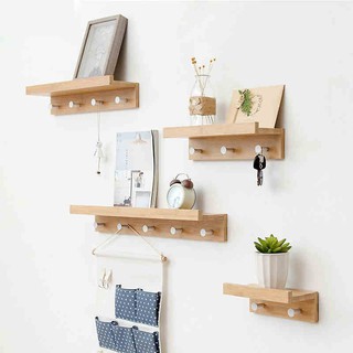 Kệ Gỗ Móc Treo Gắn Tường Có Kệ Để Đồ Gỗ Bông Vàng