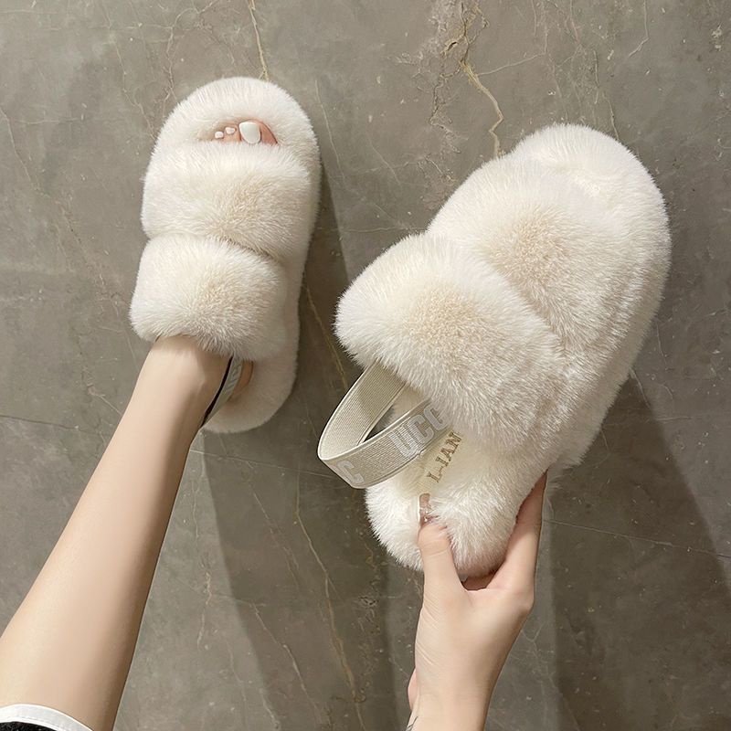 Dép Lông Thỏ Thời Trang Thu Đông Xinh Xắn Dành Cho Nữ