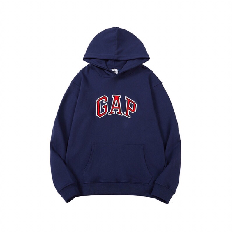 Áo khoác hoddie thêu chữ GAP dáng dài form rộng thời trang