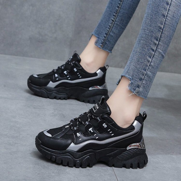 Giày thể thao nữ độn đế răng cưa gót bóng viền ánh bạc ATS | BigBuy360 - bigbuy360.vn