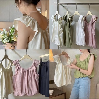 Áo sát nách nữ cổ tròn kiểu bo chun eo nhiều màu freesize Pumi