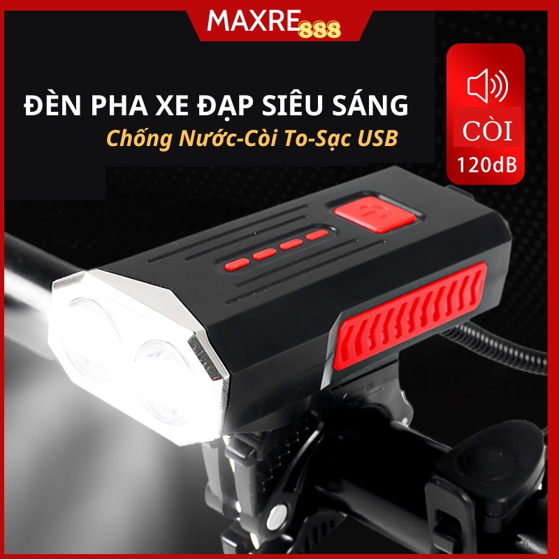 Đèn Xe Đạp Xe Máy LED LY22 Cảnh Báo An Toàn Chống Thấm Nước Gắn Trước Sau Xe Đạp Cao Cấp-có còi pin sạc usb led