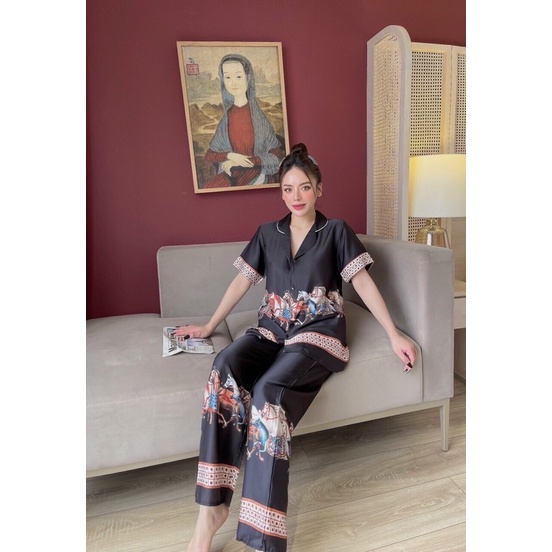 Đồ bộ pyjama mặc nhà lụa latin tay ngắn quần dài