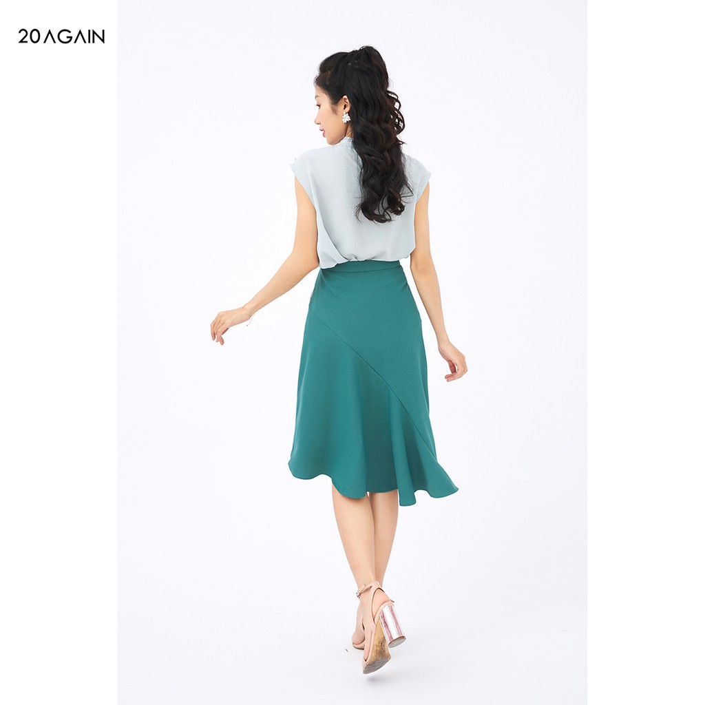 [Mã WABRAG30 giảm 12% đơn 99K] Áo sơ mi voan gân 20Again điểm nhấn cổ nơ điệu đà, nữ tính ASA1089