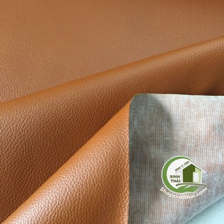 Vải da simili PVC - vải giả da may túi ví, may bóp, giày dép, may nệm sofa - [ 1 mét x khổ 1,4m ] màu nâu da bò có vân