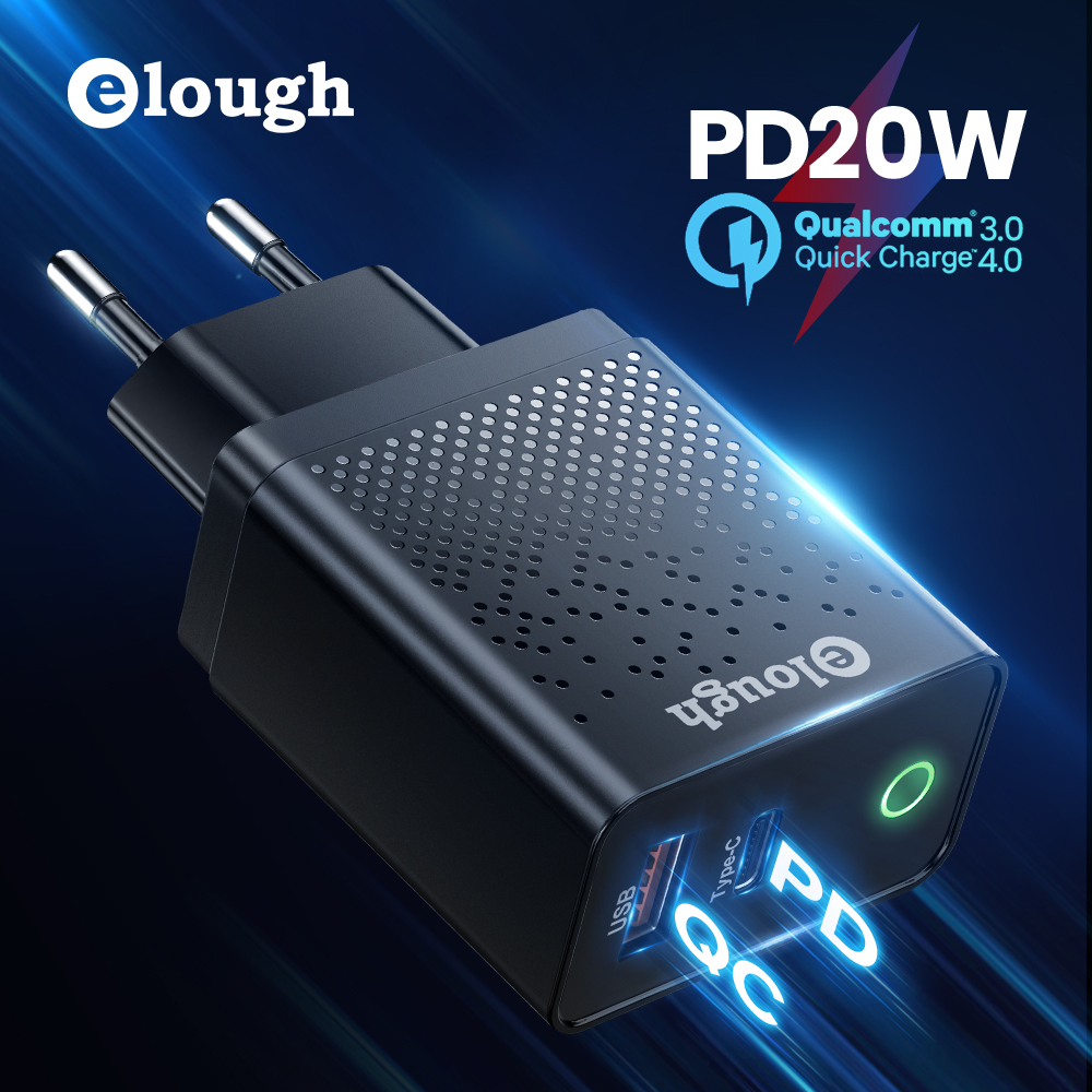 Củ sạc nhanh ELOUGH Type C PD 20W phích cắm EU/ US/ UK