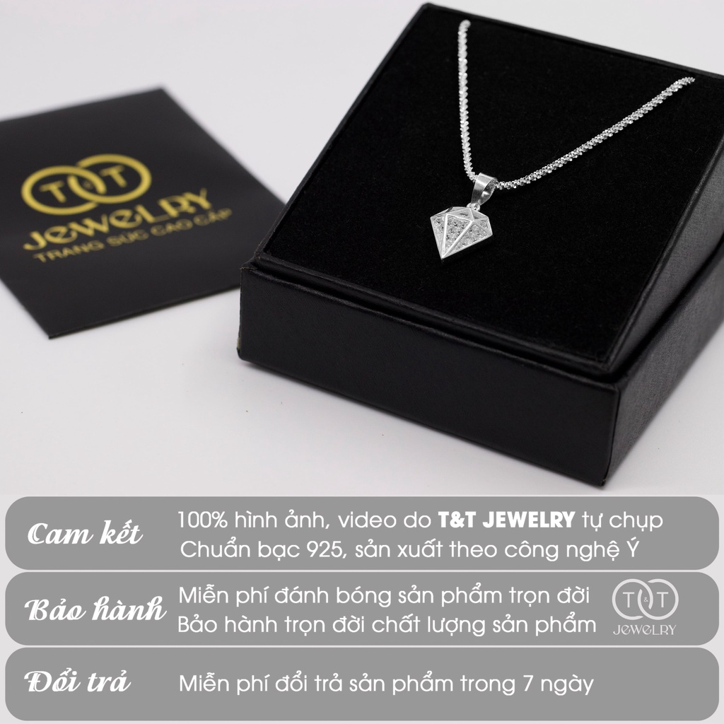 Dây chuyền Bạc nữ Hình Kim Cương sang trọng T&T Jewelry Bạc Ý cao cấp DC020