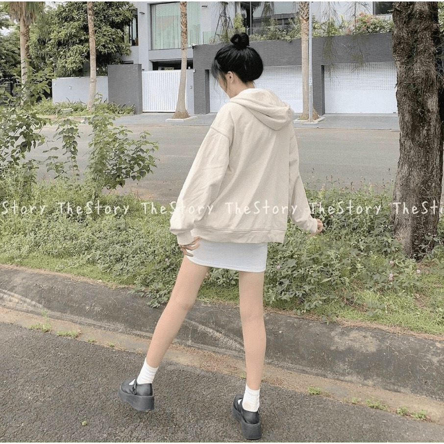 Áo Khoác Nữ Chất Nỉ Dày Mịn Nón 2 Lớp Logo Thêu Form Rộng Mặc Đẹp Thoải Mái Che Nắng Jellyfashion