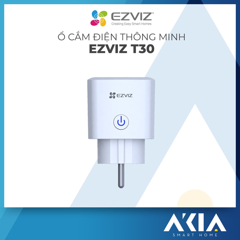 Ổ cắm điện thông minh Ezviz T30, chống cháy đến 750 độ C, công suất 2300w, hẹn giờ bật tắt, đo điện năng tiêu thụ