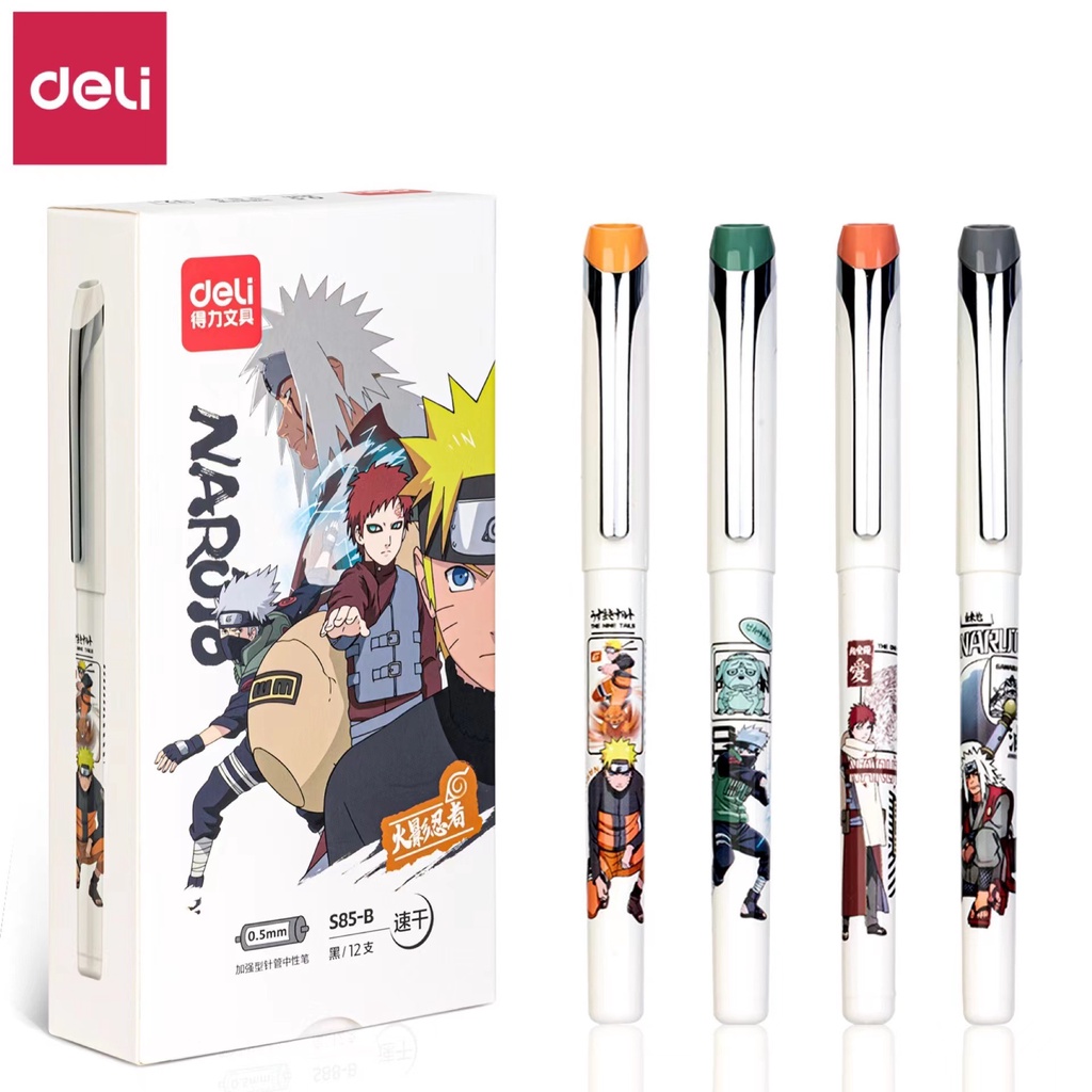 Set 4 Bút Bi Deli S85-B Họa Tiết Hoạt Hình Naruto Đáng Yêu