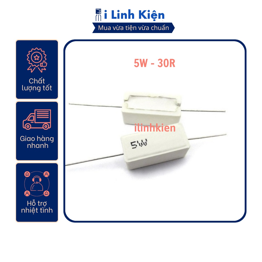 Điện trở sứ 5W 30R 5% chất lượng tốt