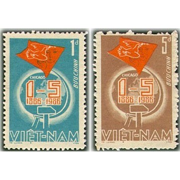 Tem sưu tập MS 490 Tem Việt Nam Kỷ Niệm 100 năm ngày quốc tế lao động 1986 ( 2 tem )