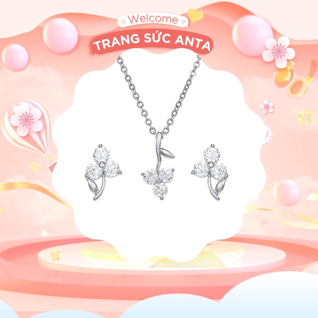 Dây chuyền đính đá sang  trọng hình chiếc lá,  vòng cổ mẫu mới ANTA Jewelry - ATJ8033