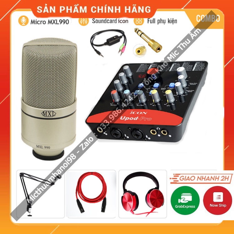 Trọn Bộ Sound Card Icon Upod Pro Mic MXL990. Chuyên Dùng Cho Phòng Thu, Hát Livestream, Karaoke. Bảo Hành 12 Tháng