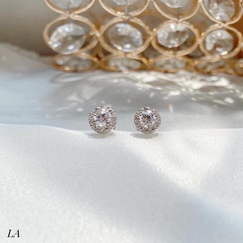 Bông tai nụ đá bạc