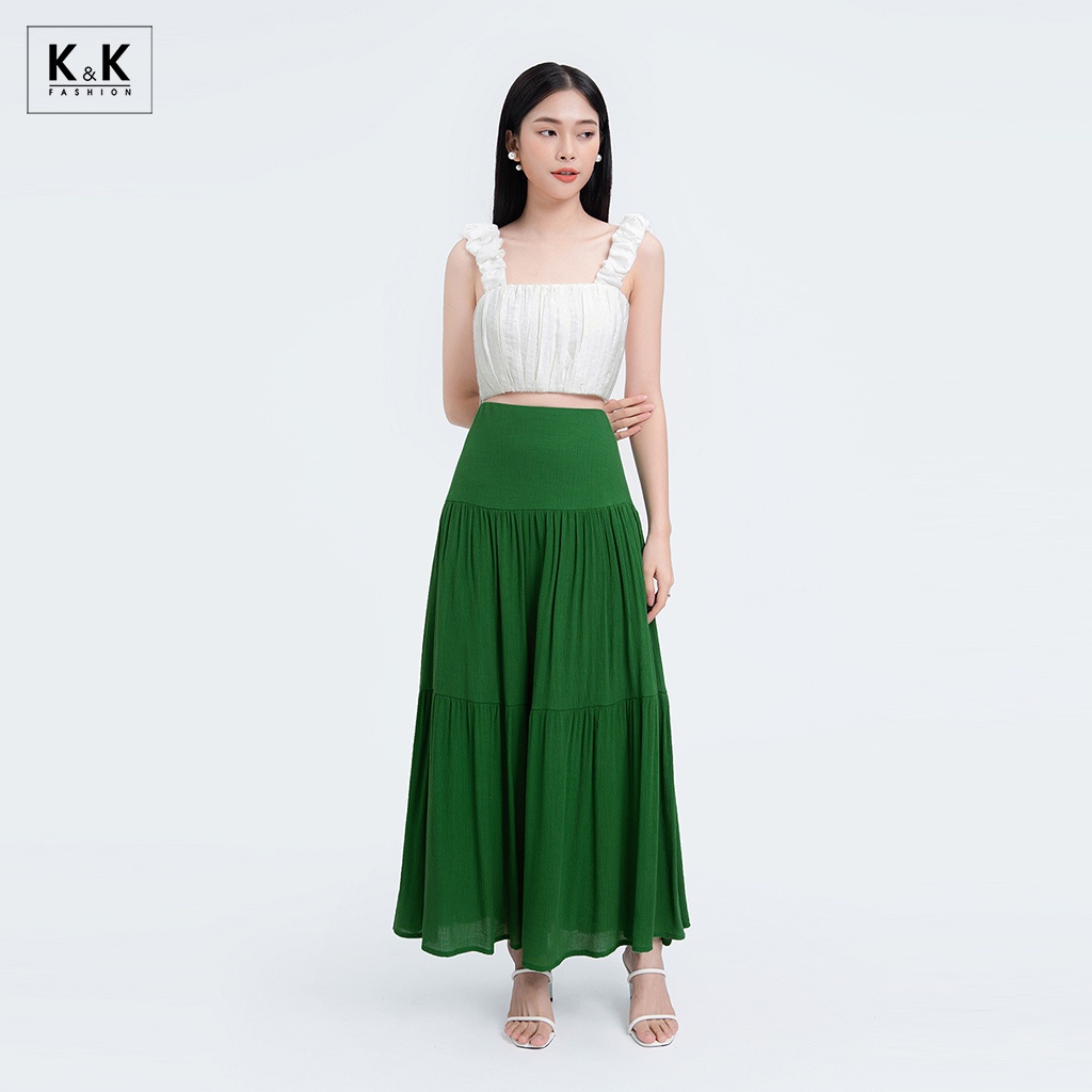 Áo Croptop Trắng Hai Dây K&amp;K Fashion ASM08-21 Chất Liệu Cotton