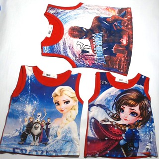 Áo ba lỗ cotton in 3d siêu nhân, công chúa anna, công chúa elsa