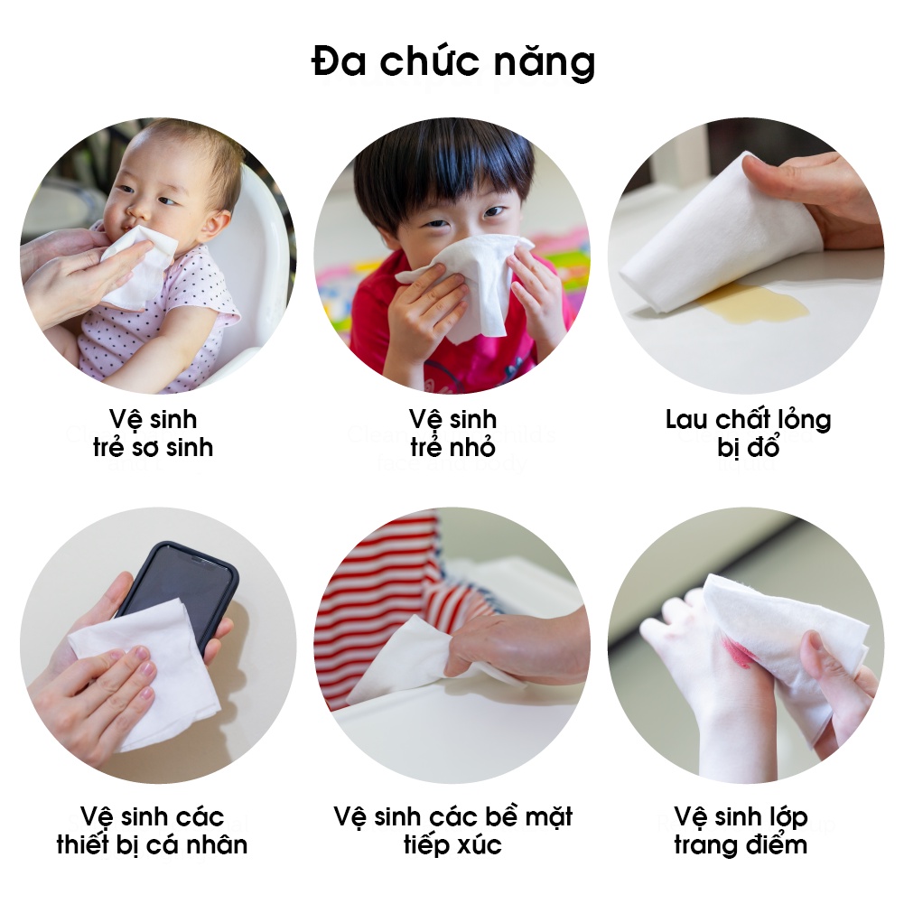 Khăn khô cotton kháng khuẩn Suzuran Japan 80 miếng