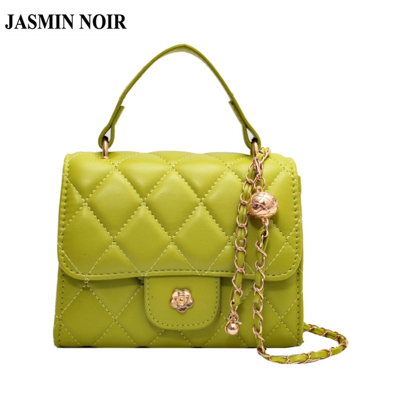 Túi xách đeo chéo JASMIN NOIR họa tiết dập sọc caro phối dây xích thời trang dành cho nữ