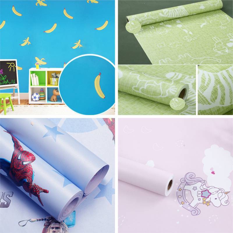 1M Giấy Dán Tường Nhiều Mẫu Dễ Thương Vui Nhộn Khổ 45Cm Có Keo Sẵn