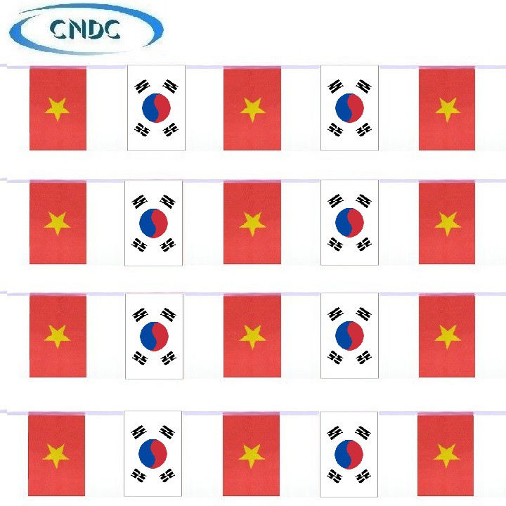 Dây cờ Việt Nam - Hàn Quốc xem kẽ 20 lá cờ dài 5m cổ vũ đội tuyển bóng đá Việt Nam