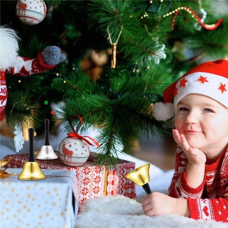 Chuông Cầm Tay Bằng Kim Loại Tay Cầm Gỗ Hình Ông Già Noel / Ông Già Noel Trang Trí Tiệc Giáng Sinh