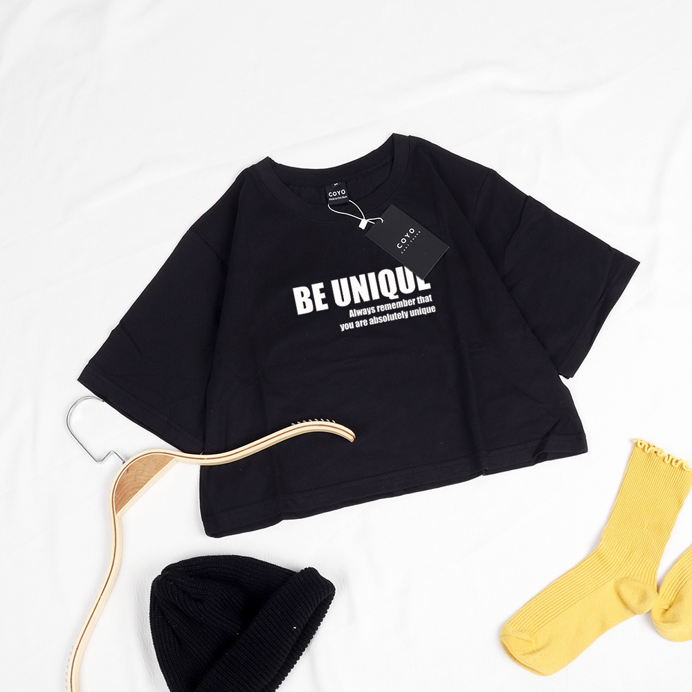 Áo thun croptop form rộng cá tính BE UNIQUE COYO CC004