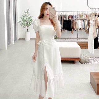 Đầm đuôi cá cổ vuông 2 màu (kèm hình thật)