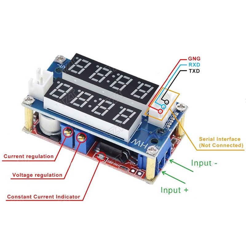 CC/CV Step Down 5A Adjustable Power Module LED Driver with Voltmeter Ammeter Buck Battery Charging Module
