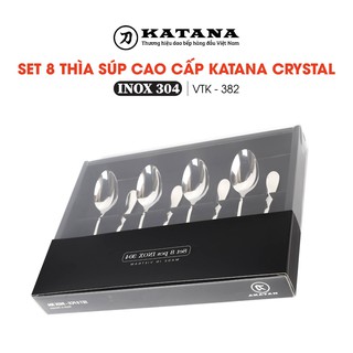 Set 8 thìa ăn cơm, súp, cháo cao cấp, inox 340 katana crystal - chống bám vân tay - vtk382