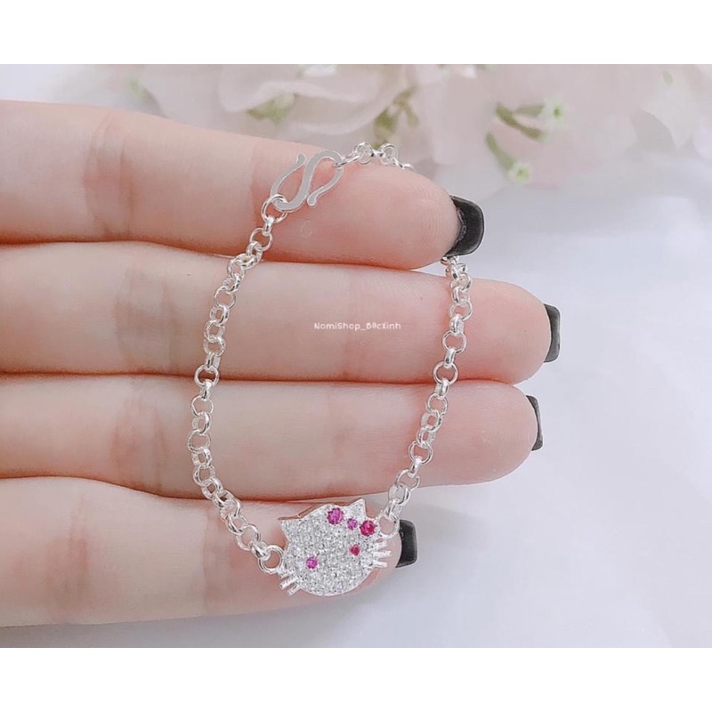 Lắc tay Bạc mặt mèo kity cho bé, ngộ nhĩnh đáng yêu Món quà tuyệt vời cho bé con Mainomi Shop Bạc Xinh