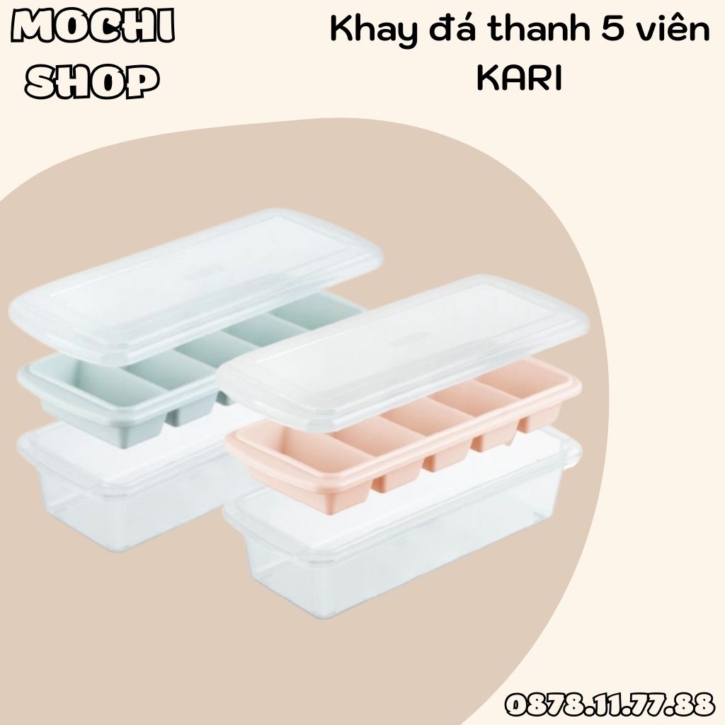 Khay Đá Thanh KARI Inochi 5 viên, Khay Làm Đá Nhựa Dễ Lấy, An Toàn, Tiện Dụng