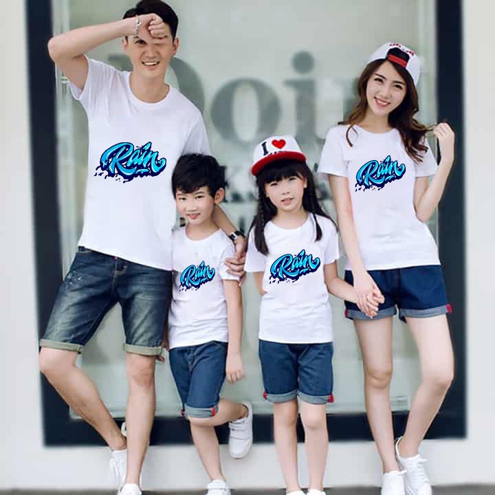 áo thun gia đình đồ đôi mẹ và bé cotton mát mẻ kiểu chữ 3D