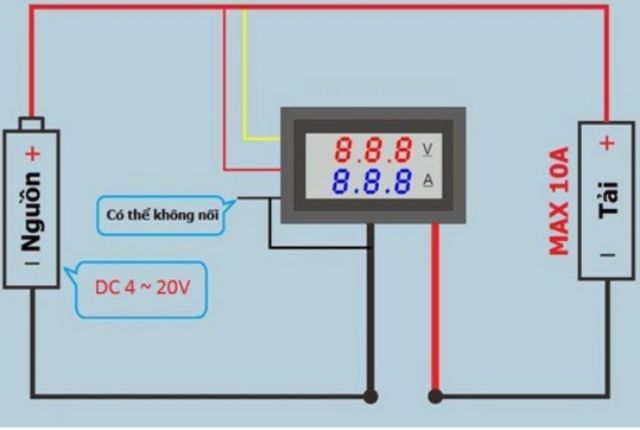 Đồng hồ Led đo dòng áp DC kỹ thuật số 100V 10A