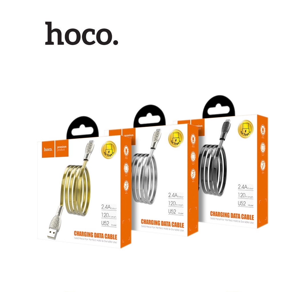 Cáp sạc 2.4A Hoco U52 Type-C dây dẹt siêu bền cho Android dài 120CM