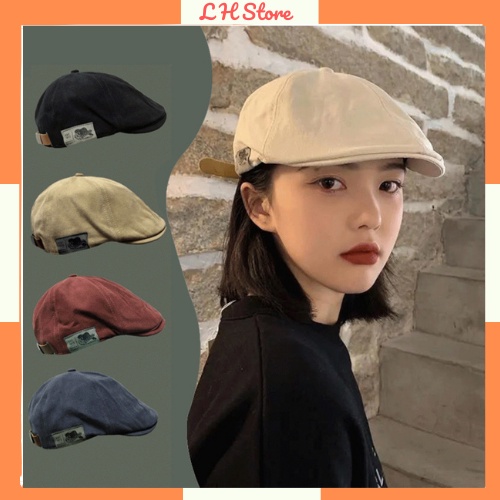 Mũ nồi mũ beret hoạ tiết mẫu mới phong cách vintage Nhật Bản, hàng có sẵn