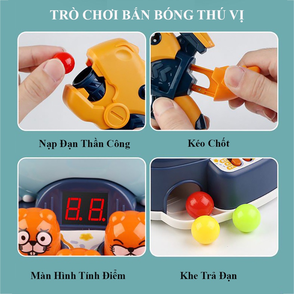 Đồ chơi trẻ em đập chuột bắn bóng có kèm nhạc. Bộ đồ chơi luyện tập phản xạ, óc phán đoán và tư duy nhanh nhạy cho bé.